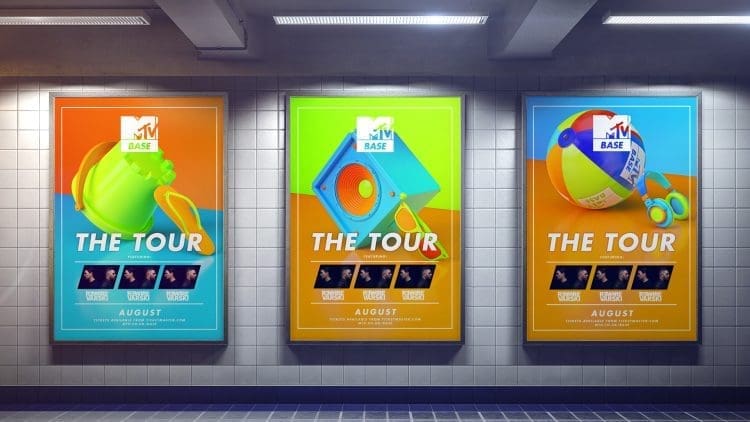 MTV Base THE TOUR Posters in a train station