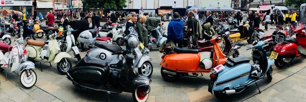 a gathering of mods' scooters