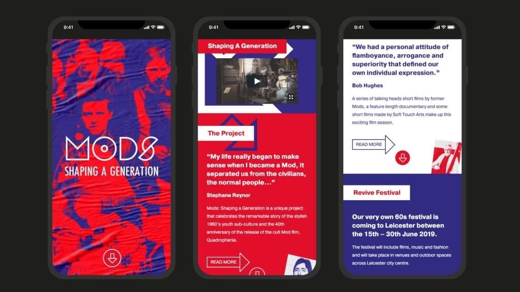 Mods shaping a generation website on smartphone