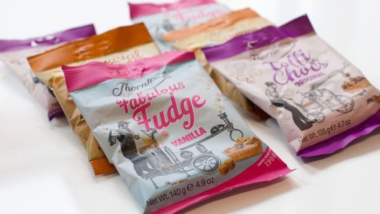 bags of Thorntons fudge and chocolates