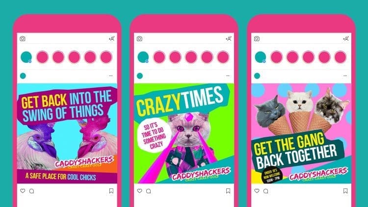 Caddyshackers colourful ads on social media