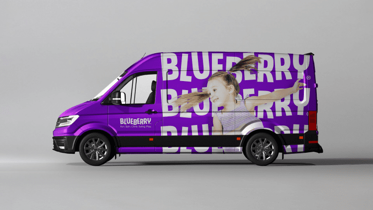 Blueberry fencing branded truck
