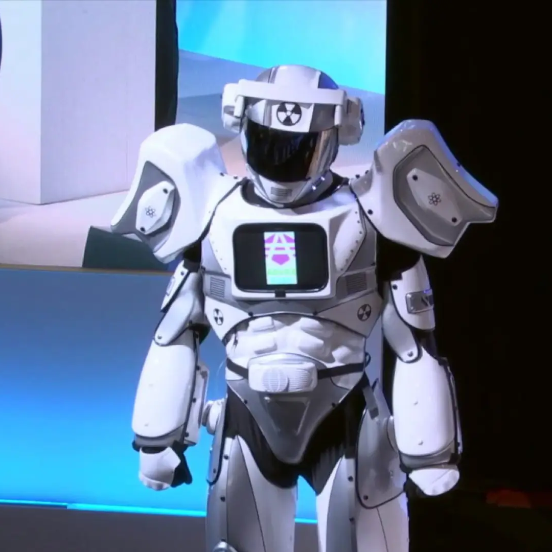 Advice Robo on stage at conference