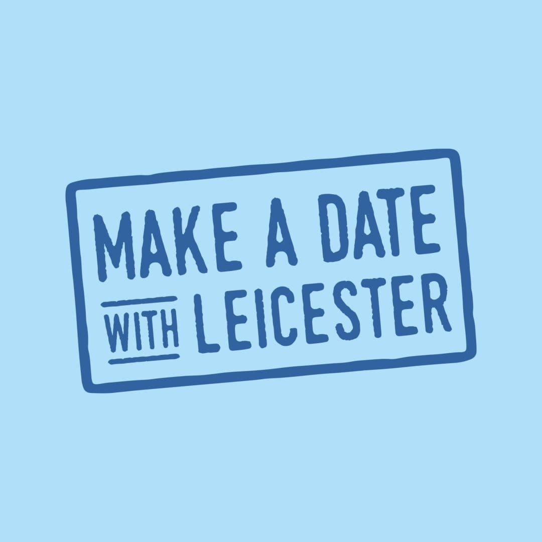 Stamp logo for Leicester's Make a Date campaign