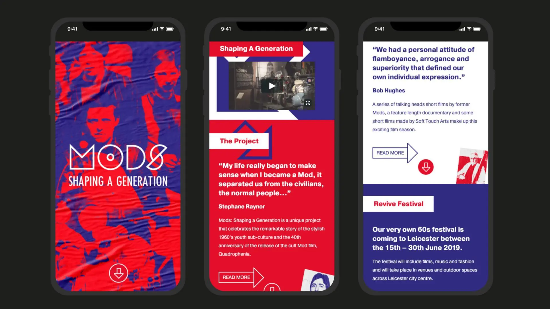Mobile view of MODS: Shaping a Generation website