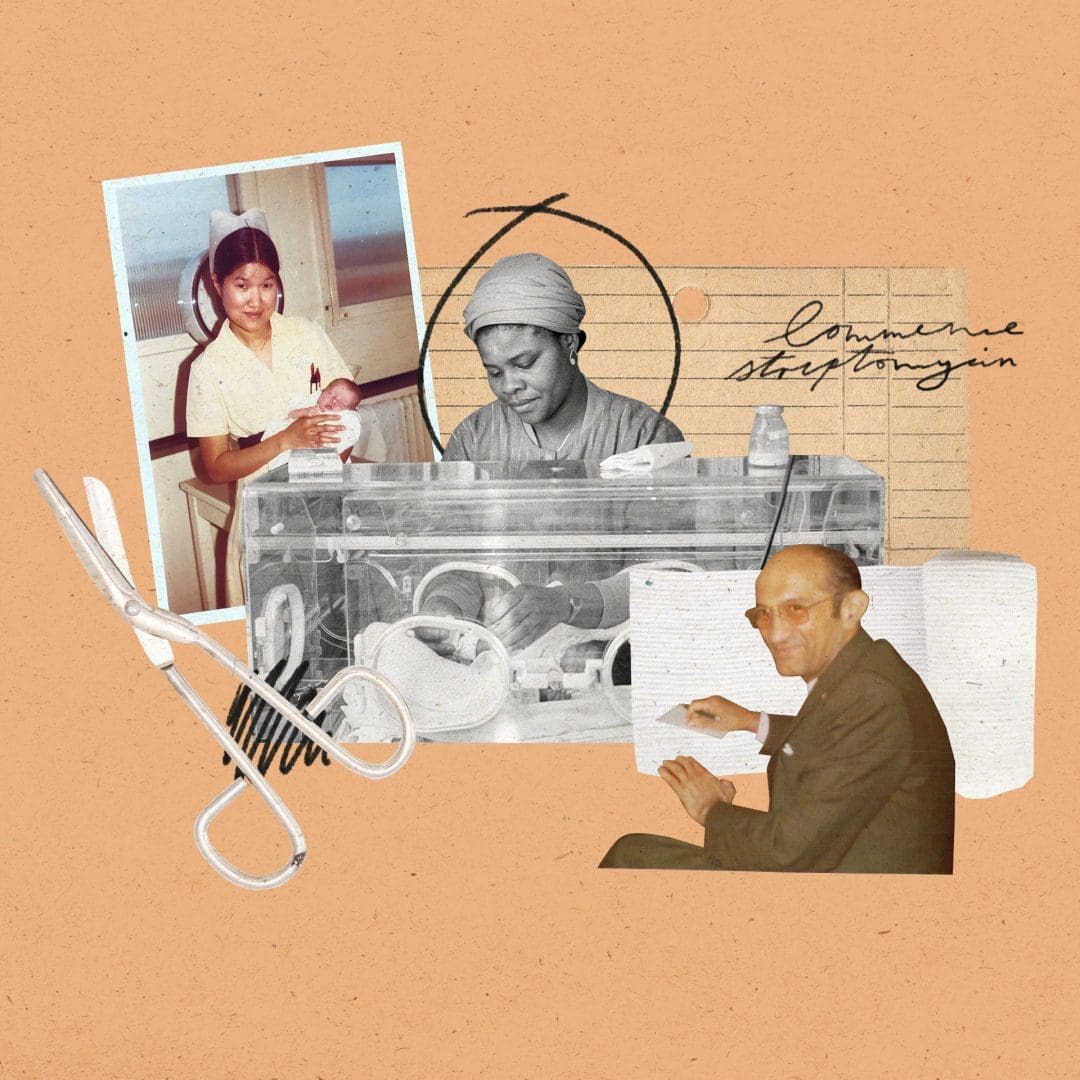 Montage of vintage images and medical objects