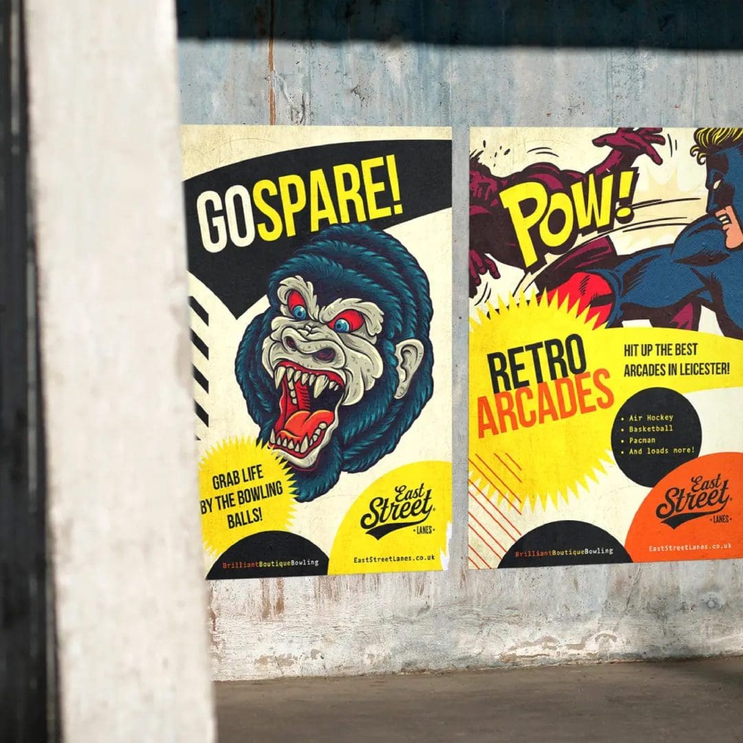 East Street Lanes poster with retro illustrations