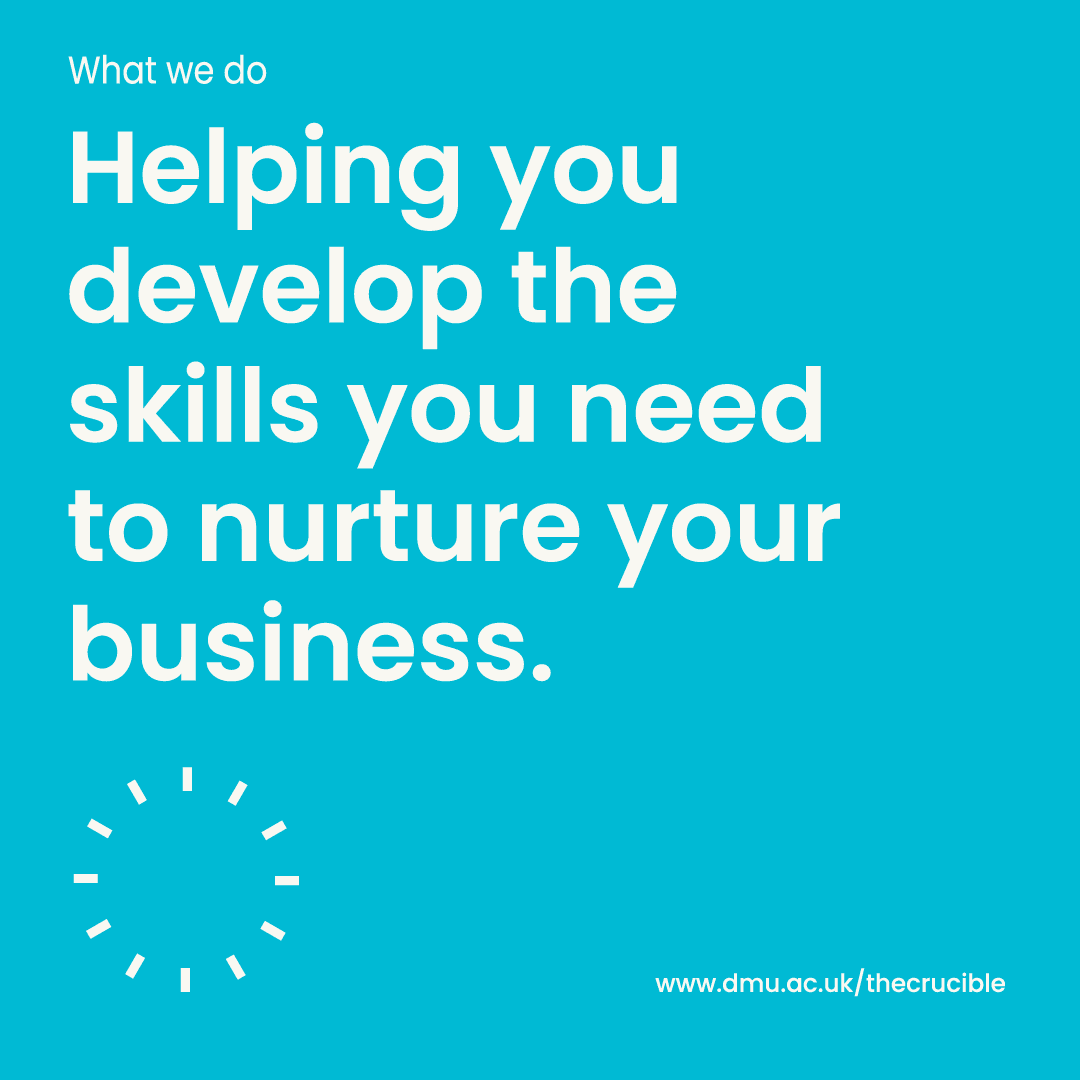 Text on a light blue background reads 'Helping you develop the skills you need to nurture your business'.