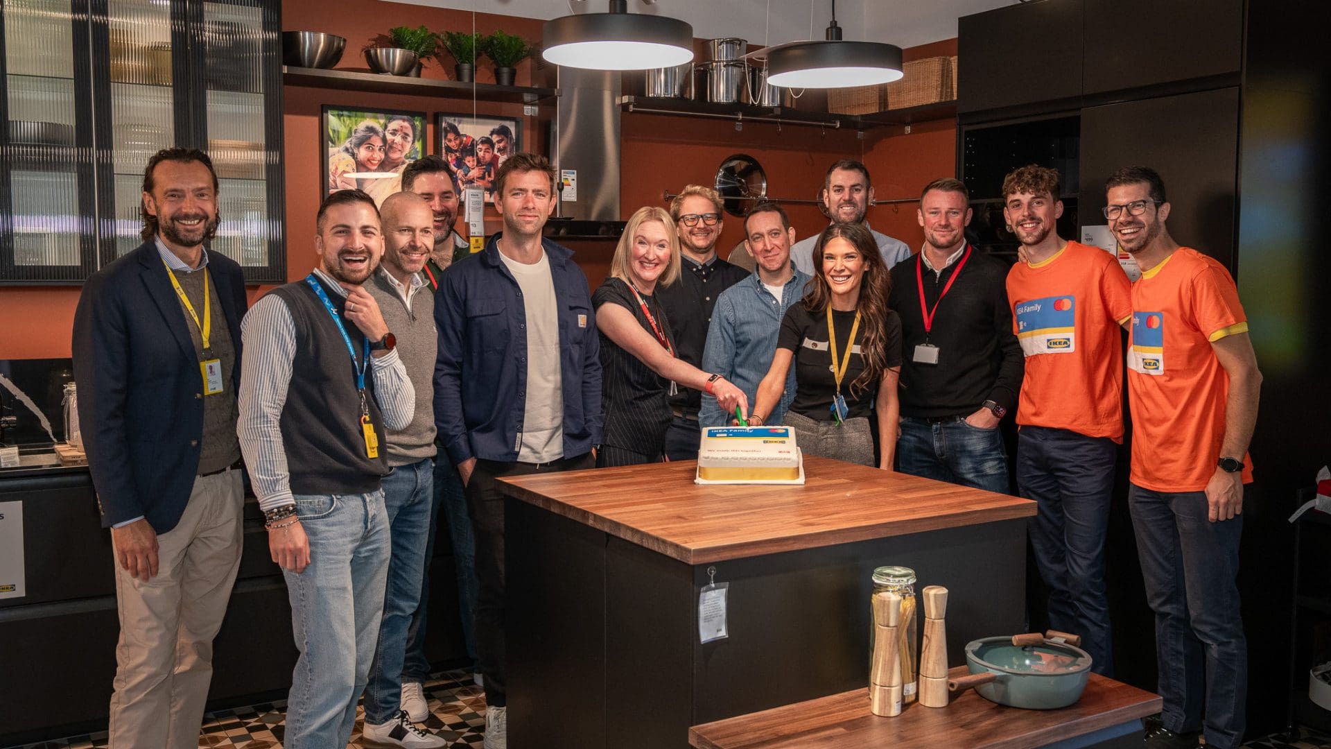 Happy and friendly group photo of team involved in the Ikea family card launch