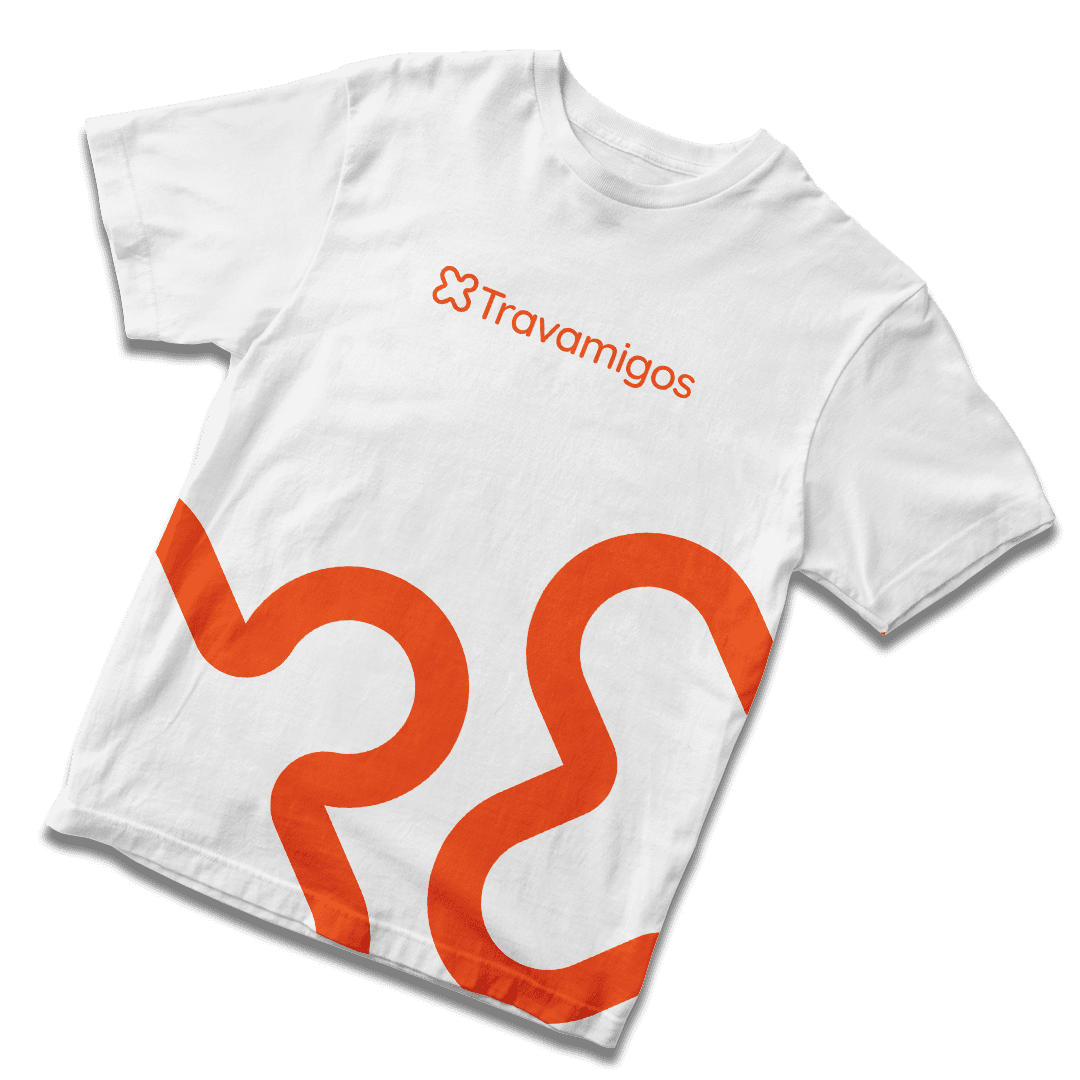 A mockup of a Travamigos tshirt