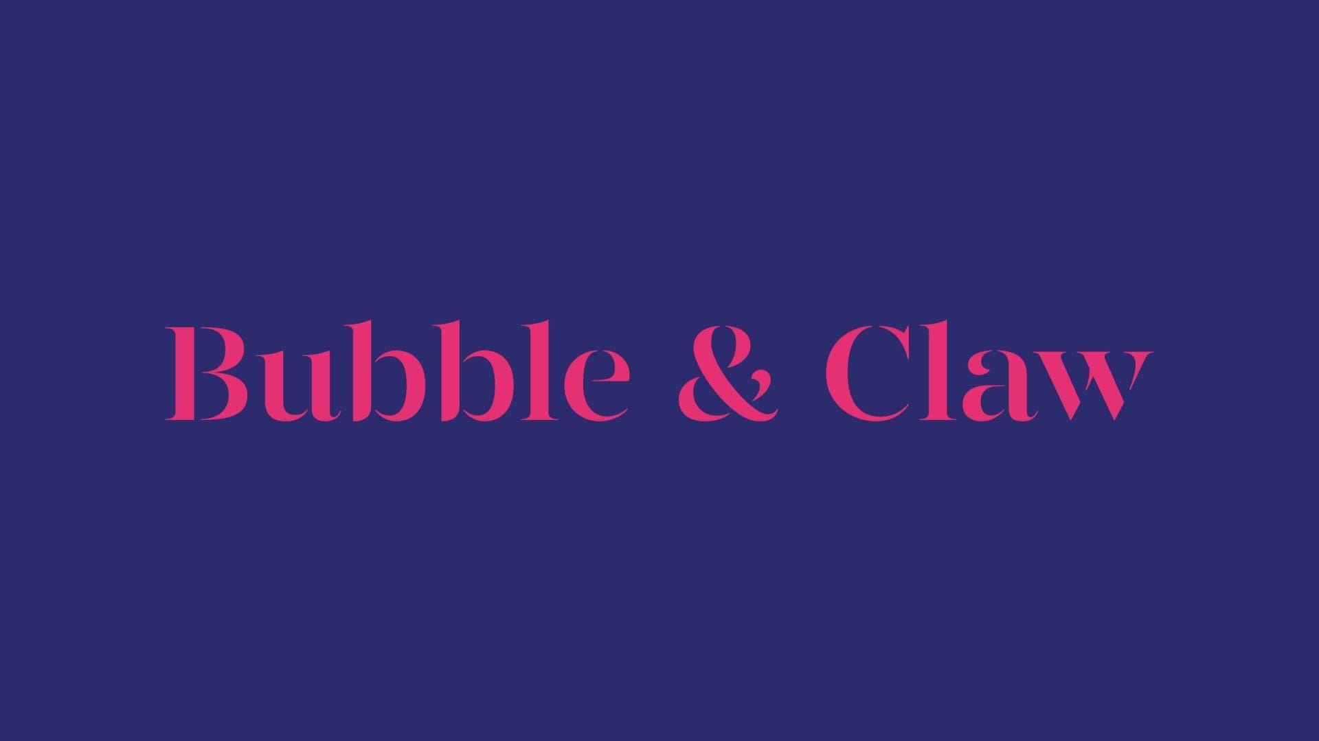 Bubble & Claw logo bright pink on royal blue