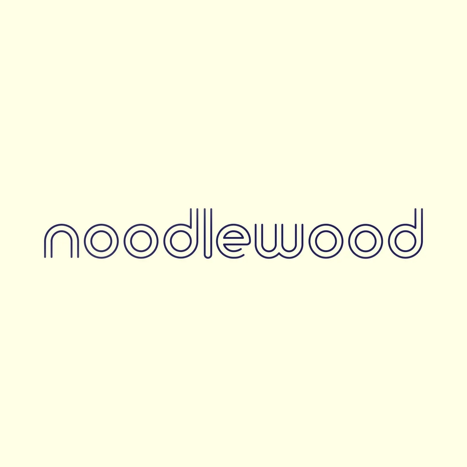 Noodlewood logo in navy on cream background