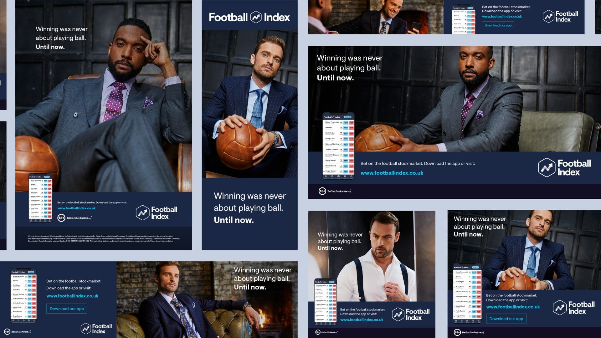 Range of print and digital ads for Football Index